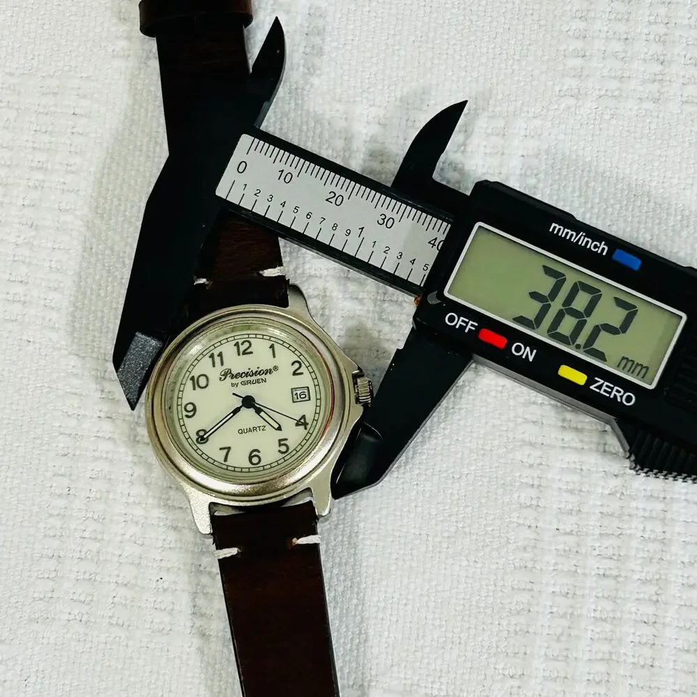 Gruen Precision GP420MN Glow Dial Vintage 38mm Quartz Field Watch Backlight